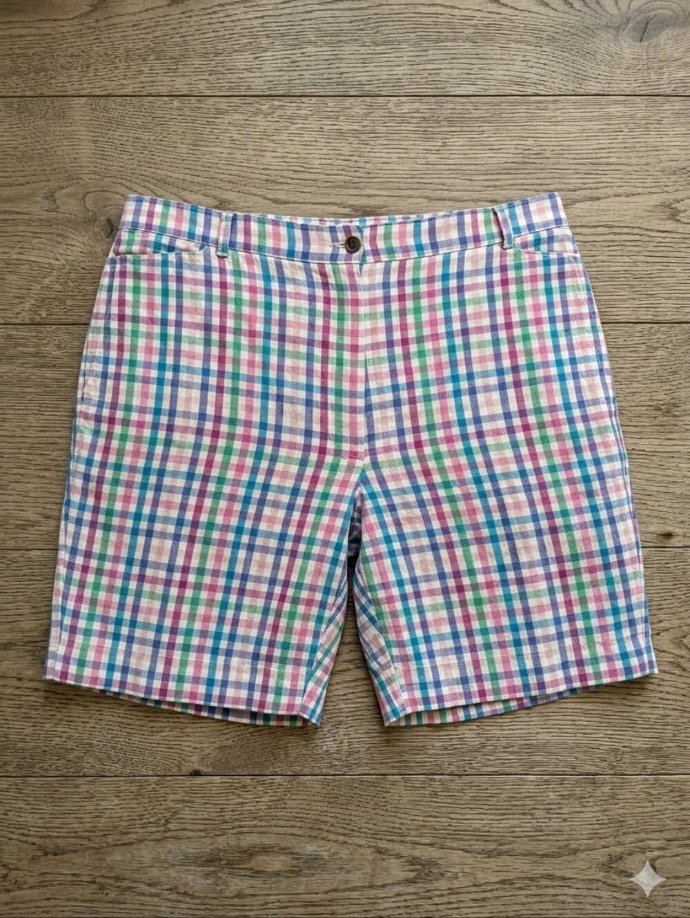 Talbots Madras Plaid High Rise Cotton Coastal Grandmother Preppy Travel Shorts